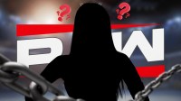 Silhouette of WWE Hall of Famer Nikki Bella with question marks around her and Monday Night RAW logo background.
