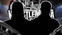 Silhouettes of Roman Reigns and Cody Rhodes; logo of WWE WrestleMania 42