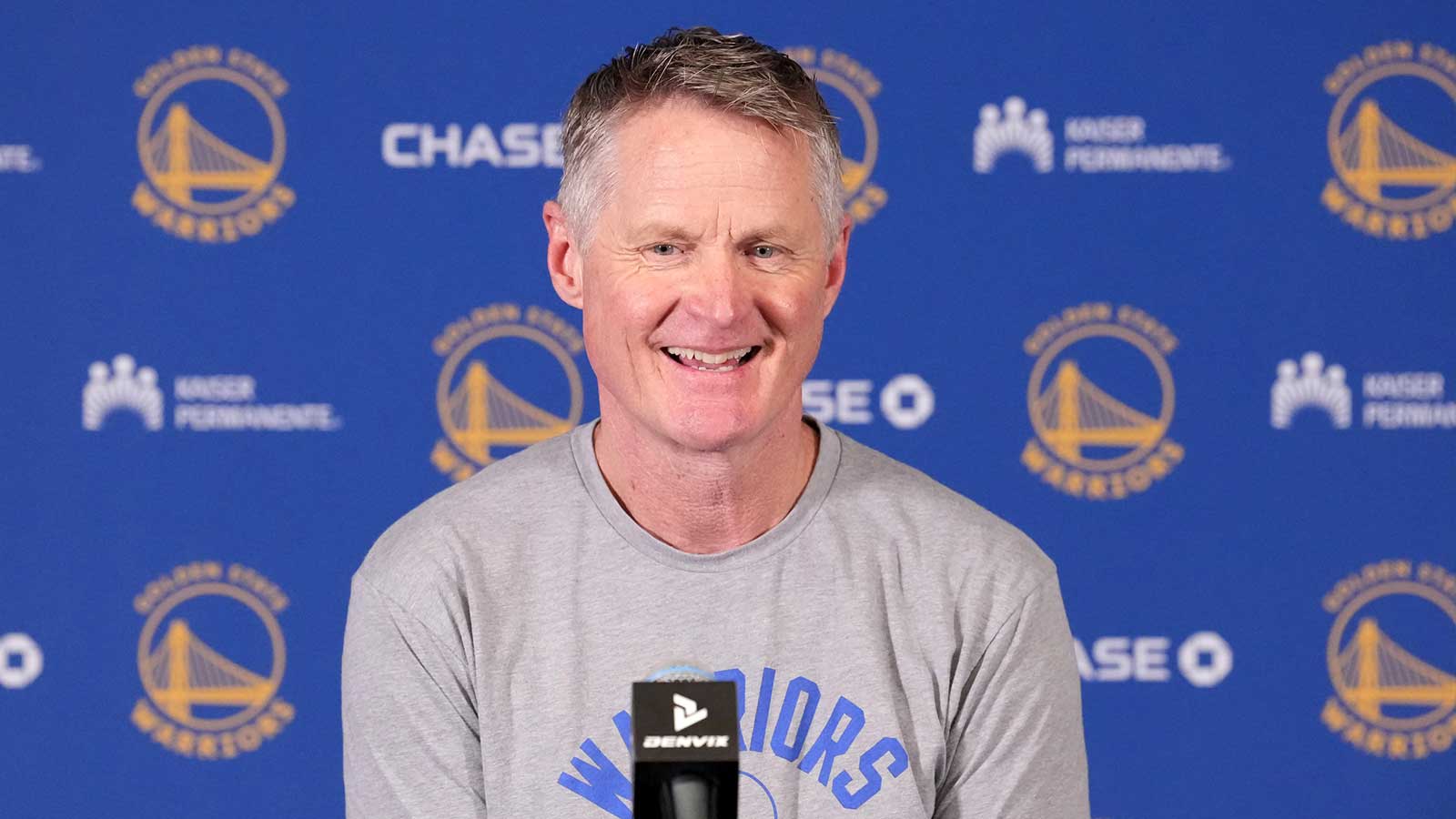 Warriors head coach Steve Kerr at press conference at Intuit Dome