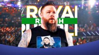 WWE Superstar Kevin Owens with the 2026 Royal Rumble logo behind him.