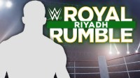 Silhouette of WWE star Grayson Waller; Royal Rumble 2026 logo
