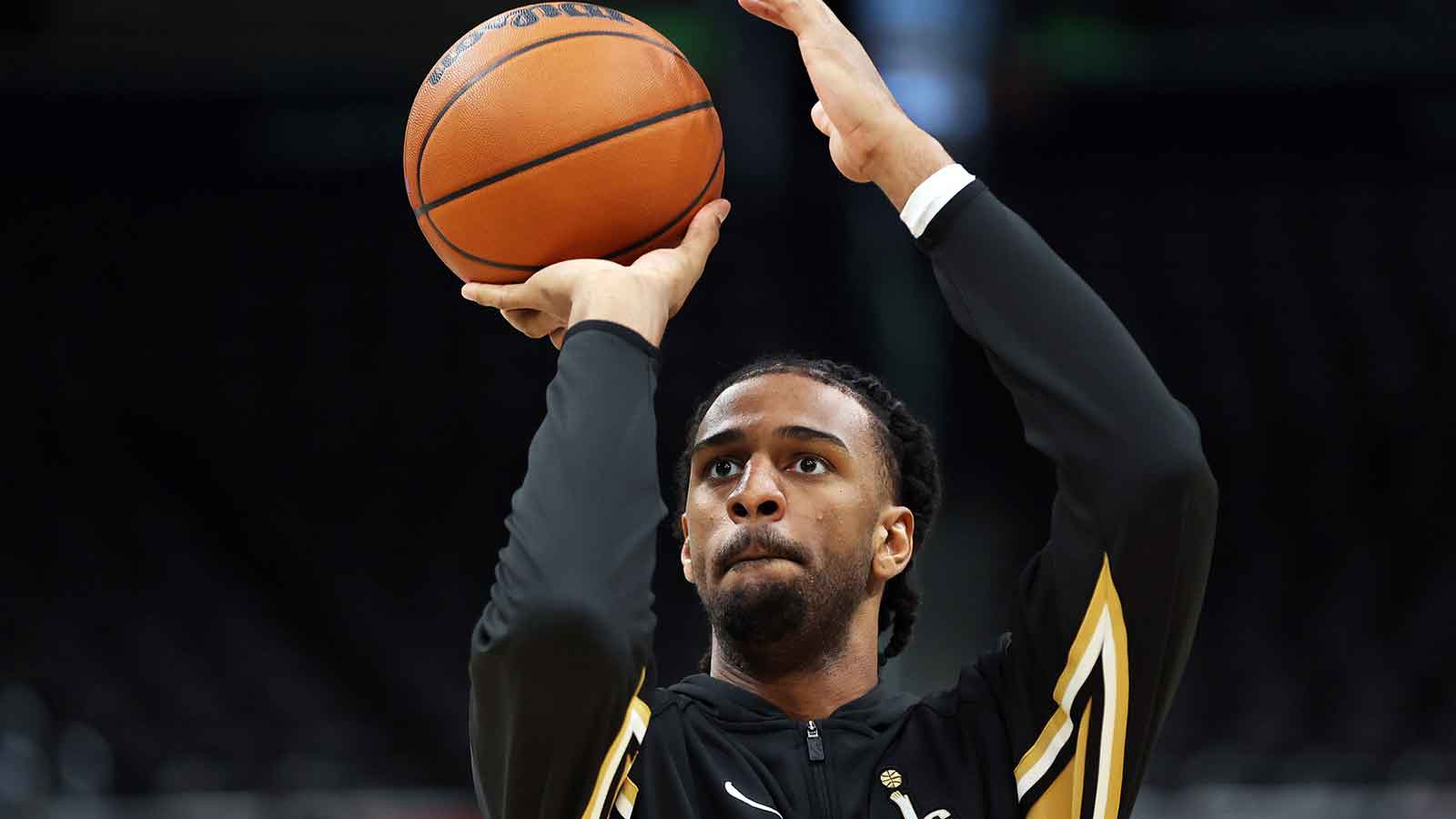 Wizards center Alex Sarr (20) takes a shot before a game against the Milwaukee Bucks at Capital One Arena