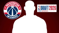 Silhoutte next to Wizards logo and 2026 NBA Draft logo