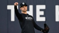 New York Yankees pitcher Luke Weaver (30) throws the ball during workouts at Rogers Centre.