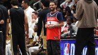 Washington Wizards guard Trae Young (3) looks on during the second half against the Milwaukee Bucks at Capital One Arena. Mandatory Credit: Daniel Kucin Jr.-Imagn Images