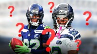 2 pictures of Rashid Shaheed (with Seahawks) with question marks all around him