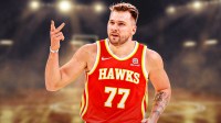 Luka Doncic photoshopped in Hawks jersey (include jersey number)