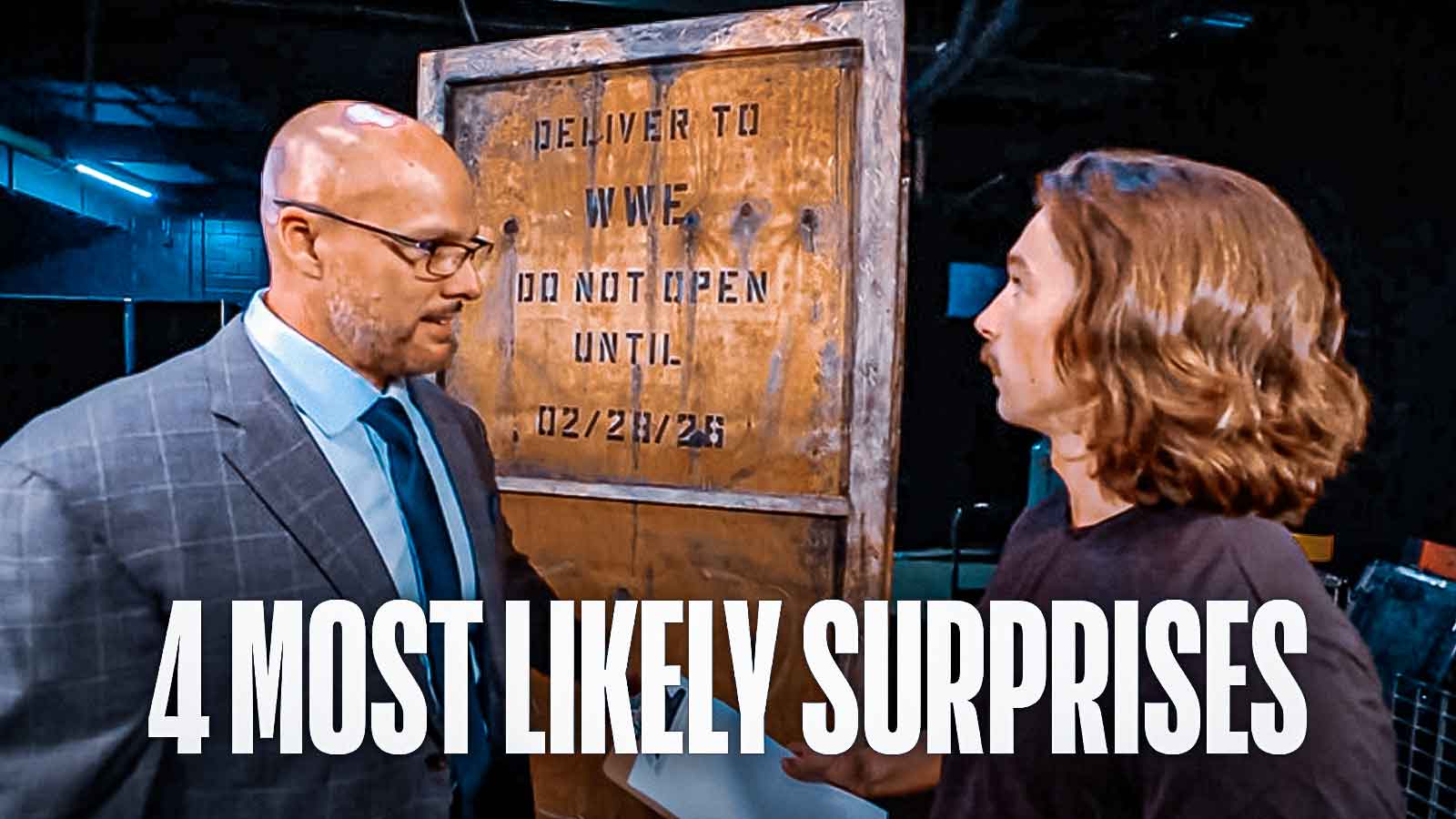 WWE RAW GM Adam Pearce with the mystery box