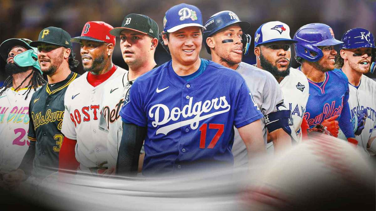 Shohei Ohtani, Aaron Judge, Tarik Skubal, Paul Skenes, Aroldis Chapman, Juan Soto, Vlad Guerrero Jr., Bobby Witt Jr., Fernando Tatis all together.