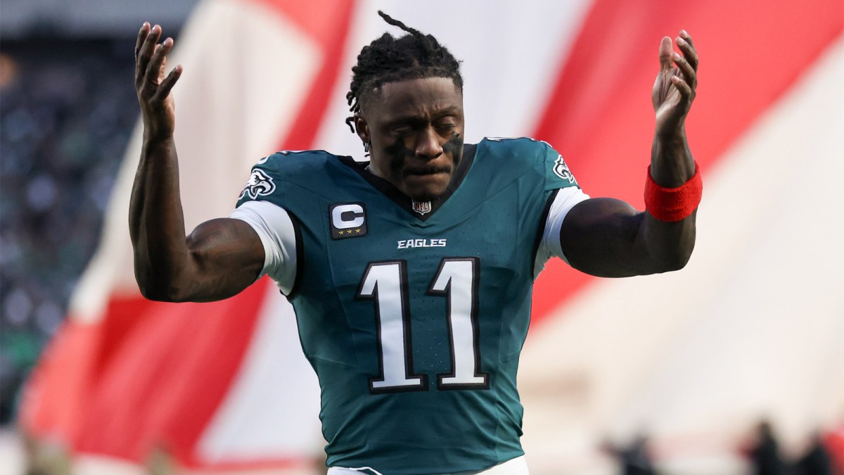 Philadelphia Eagles wide receiver A.J. Brown (11) looks on prior to an NFC Wild Card Round game against the San Francisco 49ers at Lincoln Financial Field.