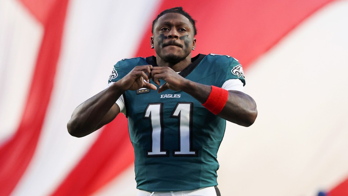 Philadelphia Eagles wide receiver A.J. Brown (11) looks on prior to an NFC Wild Card Round game against the San Francisco 49ers at Lincoln Financial Field.