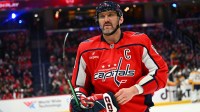 Washington Capitals left wing Alex Ovechkin (8) on the ice against the Nashville Predators during the first period at Capital One Arena. Mandatory Credit: Brad Mills-Imagn Images