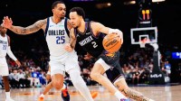 Phoenix Suns guard/forward Amir Coffey (2) dribbles to the basket in the first half of the game against the Dallas Mavericks at Mortgage Matchup Center.