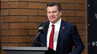 Arizona Cardinals owner Michael Bidwill at a press conference at the Cardinals training facility.