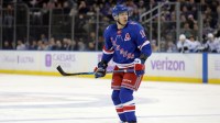 New York Rangers left wing Artemi Panarin (10) skates against the Utah Mammoth during the second period at Madison Square Garden.