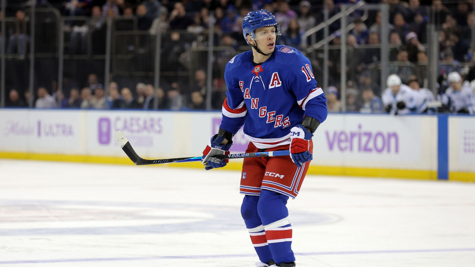 New York Rangers head coach Mike Sullivan coaches against the Seattle Kraken during the first period at Madison Square Garden.
