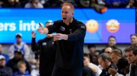BYU Cougars head coach Kevin Young reacts during the second half against the Arizona Wildcats at Marriott Center.