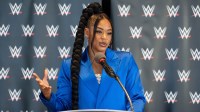 WWE Superstar Bianca Belair, who's out with a finger injury.