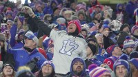 Fans cheer after Bills’ Ty Johnson scores during the Bills last home game at Highmark Stadium against the New York Jets in Orchard Park on Jan. 4, 2026. They beat the Jets.