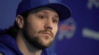 Bills quarterback Josh Allen answer a range of questions after the press conference introducing Joe Brady as the new head coach at the Bills field house in Orchard Park on Jan. 29, 2026.