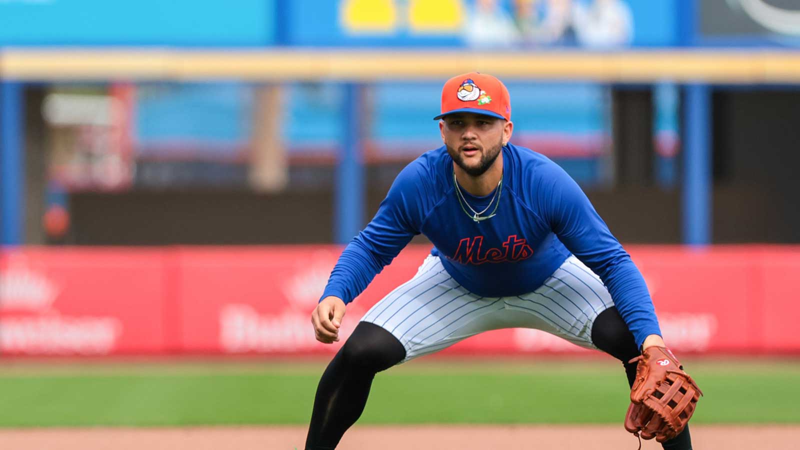 New York Mets infielder Bo Bichette (19) works during spring training at Clover Park. 