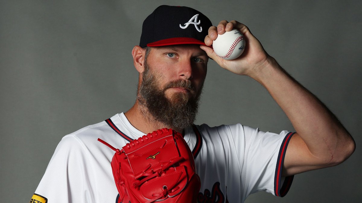 Atlanta Braves pitcher Chris Sale (51) poses for a photo during media day at CoolToday Park.