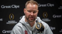 Indiana Defensive Coordinator Bryant Haines answers questions at Media Day during the College Football Playoff on Saturday, Jan. 17, 2026.