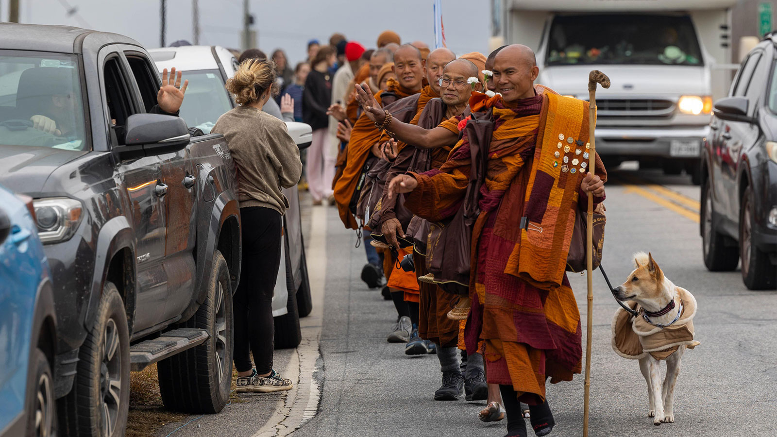 Buddhist Monks stopped by an HBCU during peace walk