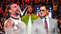 CM Punk, Logan Paul, and Tom Brady. WWE and NFL logos