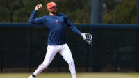 Houston Astros infielder Carlos Correa (1) works during spring training at CACTI Park of The Palm Beaches.