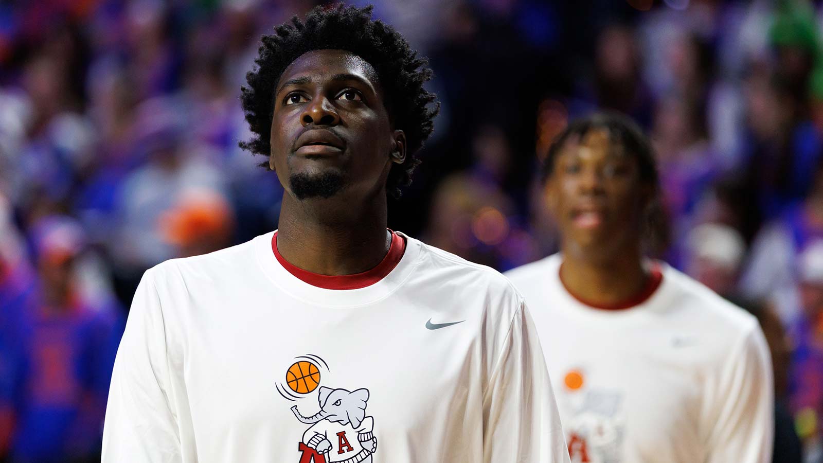 Alabama Crimson Tide center Charles Bediako (14) warms up before a game against the Florida Gators at Exactech Arena at the Stephen C. O'Connell Center.
