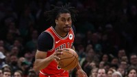 Feb 11, 2026; Boston, Massachusetts, USA; Chicago Bulls guard Jaden Ivey (31) brings the ball up the court against the Boston Celtics during the second half at TD Garden. Mandatory Credit: Winslow Townson-Imagn Images