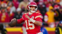 Kansas City Chiefs quarterback Patrick Mahomes (15) throws a pass during the second half against the Los Angeles Chargers at GEHA Field at Arrowhead Stadium.