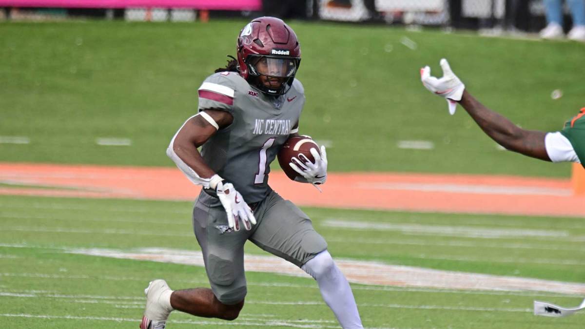 North Carolina Central Eagles running back Chris Mosley runs the football against the Florida A&M Rattlers during a Week 7 NCAA football game on Ken Riley Field at Bragg Memorial Stadium in Tallahassee, Florida, Saturday, October 11, 2025.