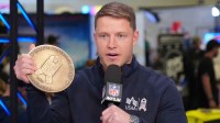 San Francisco 49ers running back Christian McCaffrey on the NFL Network set at the Super Bowl LX media center at the Moscone Center. Mandatory Credit: Kirby Lee-Imagn Images