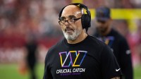 Washington Commanders offensive line coach Bobby Johnson against the Arizona Cardinals at State Farm Stadium.