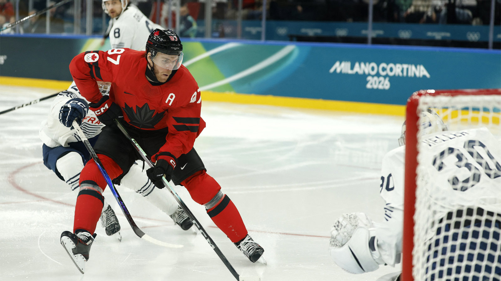 Connor McDavid wearing Olympics Team Canada ‘C’ with Sidney Crosby out vs. Finland