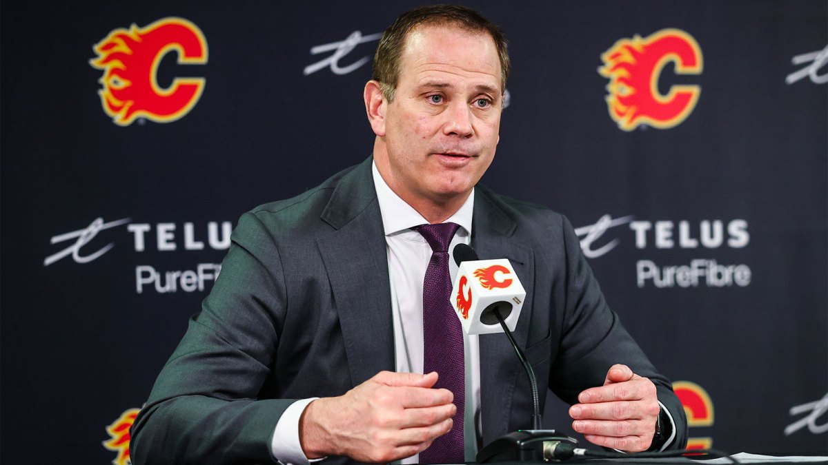 Calgary Flames general manager Craig Conroy during interview after the game against the Anaheim Ducks at Scotiabank Saddledome.