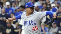 Chicago Cubs pitcher Daniel Palencia (48) pitches against the Milwaukee Brewers in the fifth inning during game five of the NLDS round for the 2025 MLB playoffs at American Family Field.