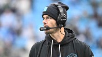 Carolina Panthers head coach Dave Canales on the sidelines in the fourth quarter at Bank of America Stadium.