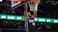 Sacramento Kings guard DeMar DeRozan (10) dunks during the second half against the Washington Wizards at Capital One Arena.