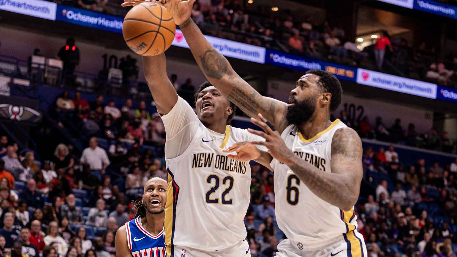 Pelicans’ Derik Queen has jokes for DeAndre Jordan after win over 76ers