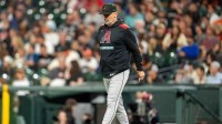 Arizona Diamondbacks manager Torey Lovullo (17) walks to the mound during the sixth inning against the San Francisco Giants at Oracle Park.