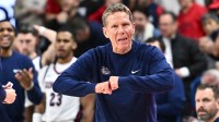 Gonzaga Bulldogs head coach Mark Few reacts after a play against the Saint Mary's Gaels in the second half at McCarthey Athletic Center. Gonzaga Bulldogs won 73-65.