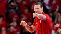 Nebraska Cornhuskers head coach Fred Hoiberg reacts during the first half against the Purdue Boilermakers at Pinnacle Bank Arena.