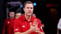 Nebraska Cornhuskers head coach Fred Hoiberg walks onto the court before the game against the Illinois Fighting Illini at Pinnacle Bank Arena.