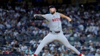 Boston Red Sox starting pitcher Garrett Crochet (35) pitches against the New York Yankees during the third inning of game one of the Wildcard round of the 2025 MLB playoffs at Yankee Stadium.