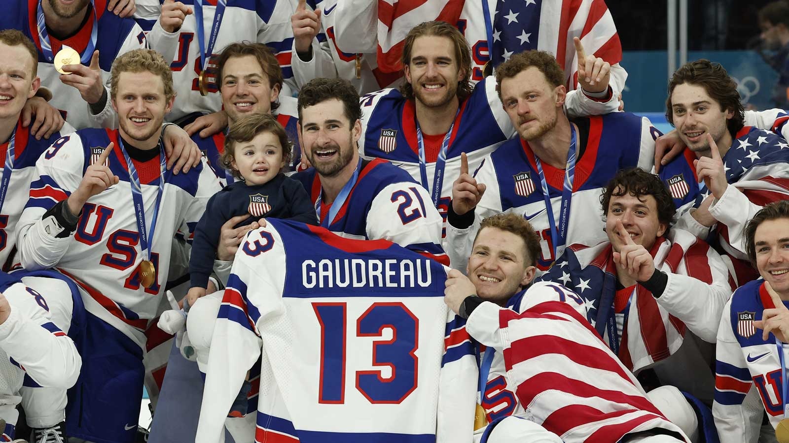 Johnny Gaudreau’s kids coming on ice for gold-medal Olympics picture brings out all the emotions