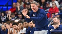 Gonzaga Bulldogs head coach Mark Few reacts after a play against the Saint Mary's Gaels in the second half at McCarthey Athletic Center. Gonzaga Bulldogs won 73-65.