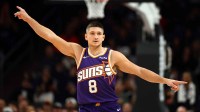 Phoenix Suns guard Grayson Allen (8) against the Brooklyn Nets at Mortgage Matchup Center.